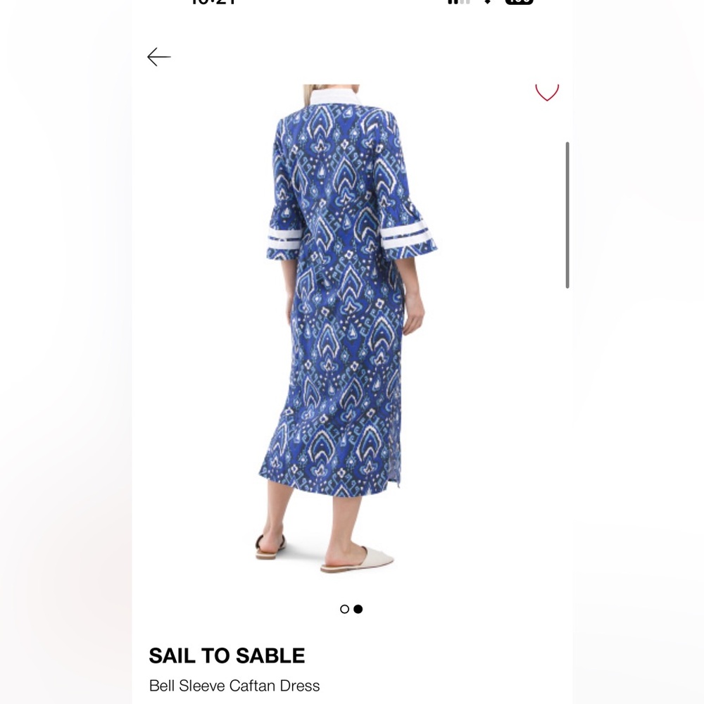 NWT Sail to Sable Blue Bell Sleeve Caftan Dress - Picture 4 of 6